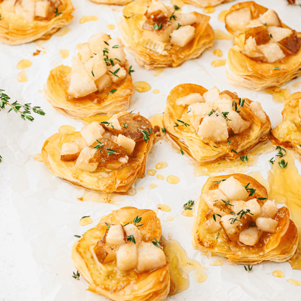 Pear & Brie Tartlets in heart-shape