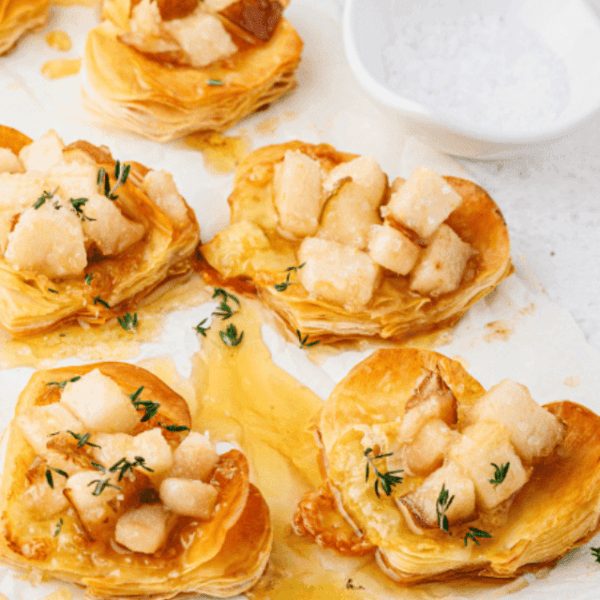 Pear & Brie Tartlets in heart-shape