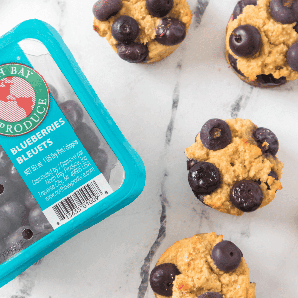 Keto Blueberry Muffins with North Bay Produce Blueberries