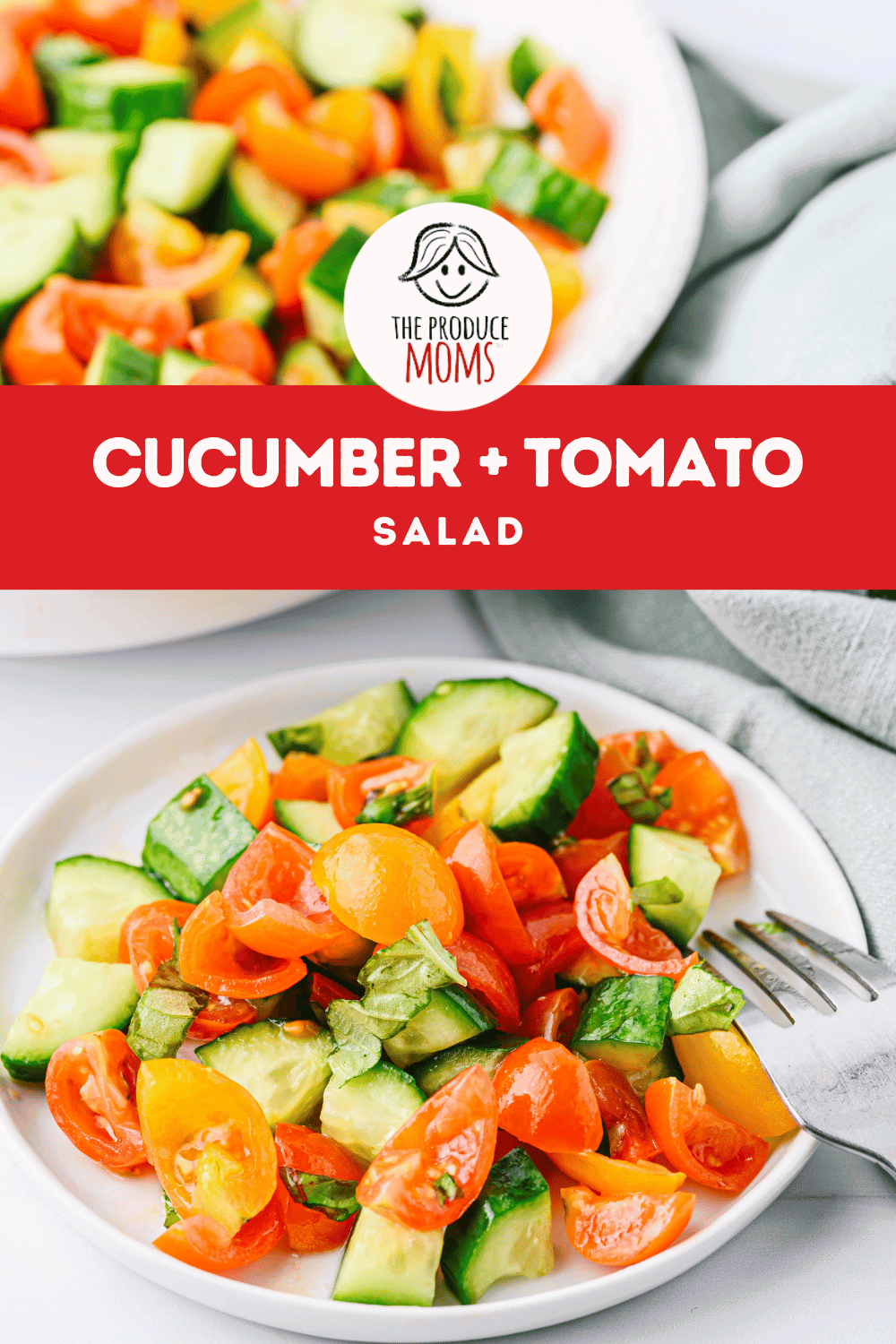 Pinterest Pin Cucumber and tomato salad