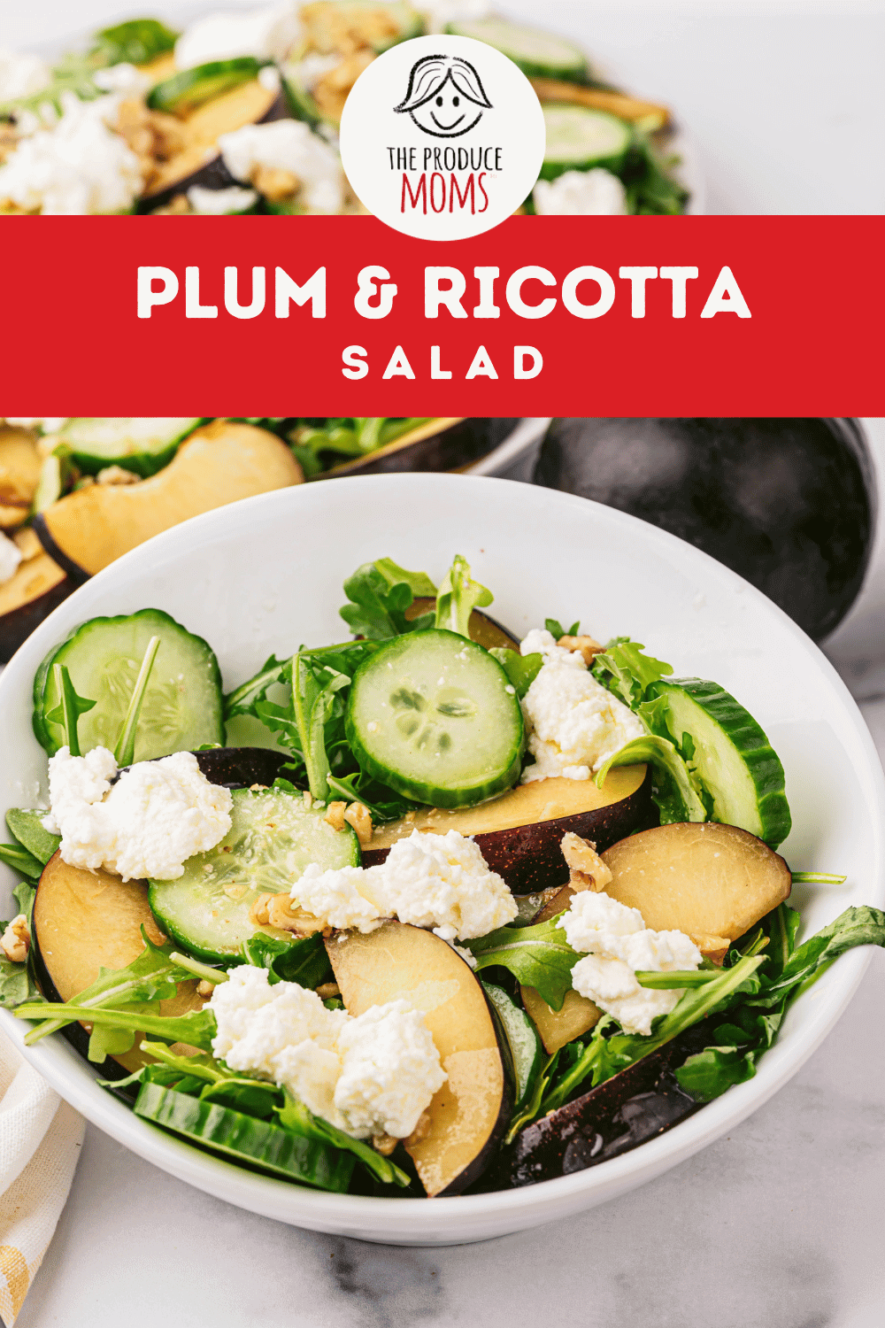 Pinterest Pin Plum and Ricotta Salad