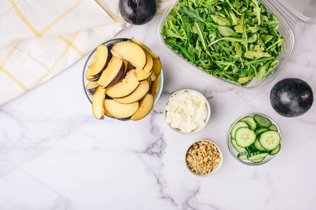 Ingredients for the Plum and Ricotta Salad