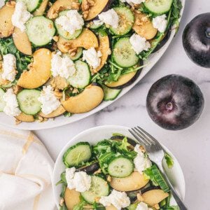 Overhead view of the Plum Ricotta Salad