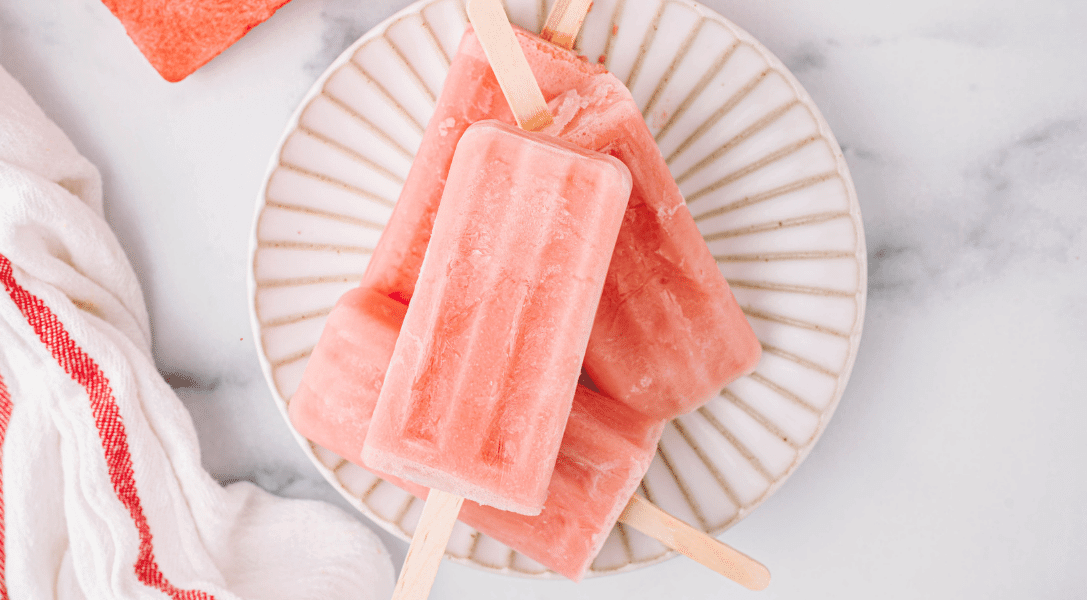 Watermelon Yogurt Pops on plate