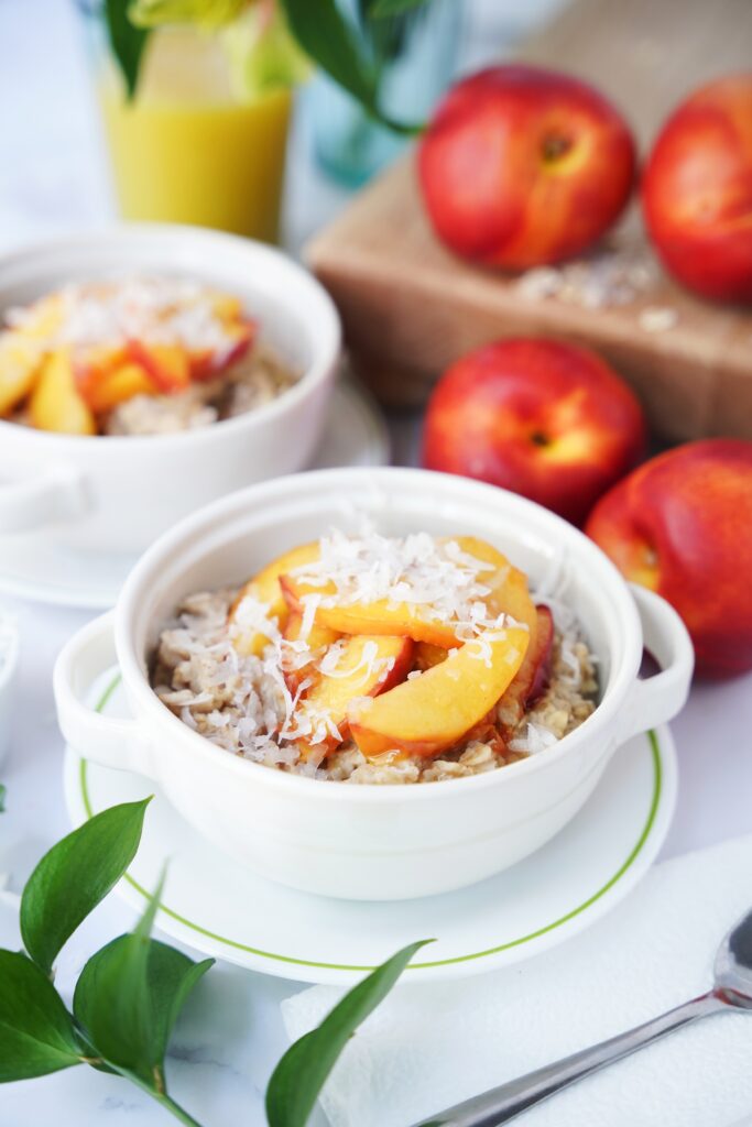 Breakfast Pudding with Sauteed Nectarines