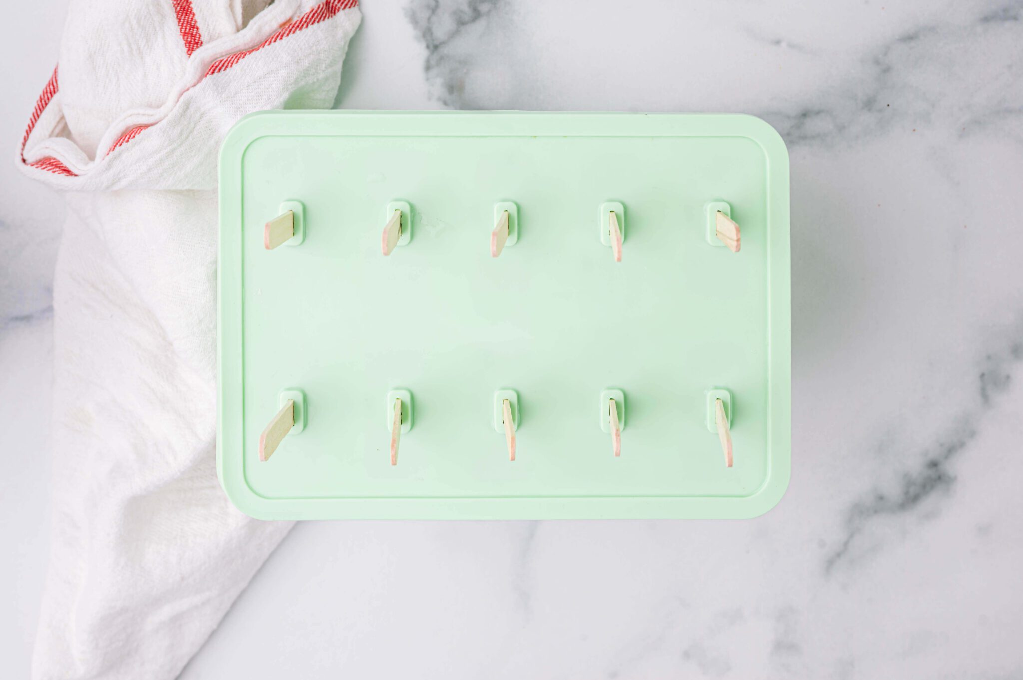overhead view of popsicles in mold