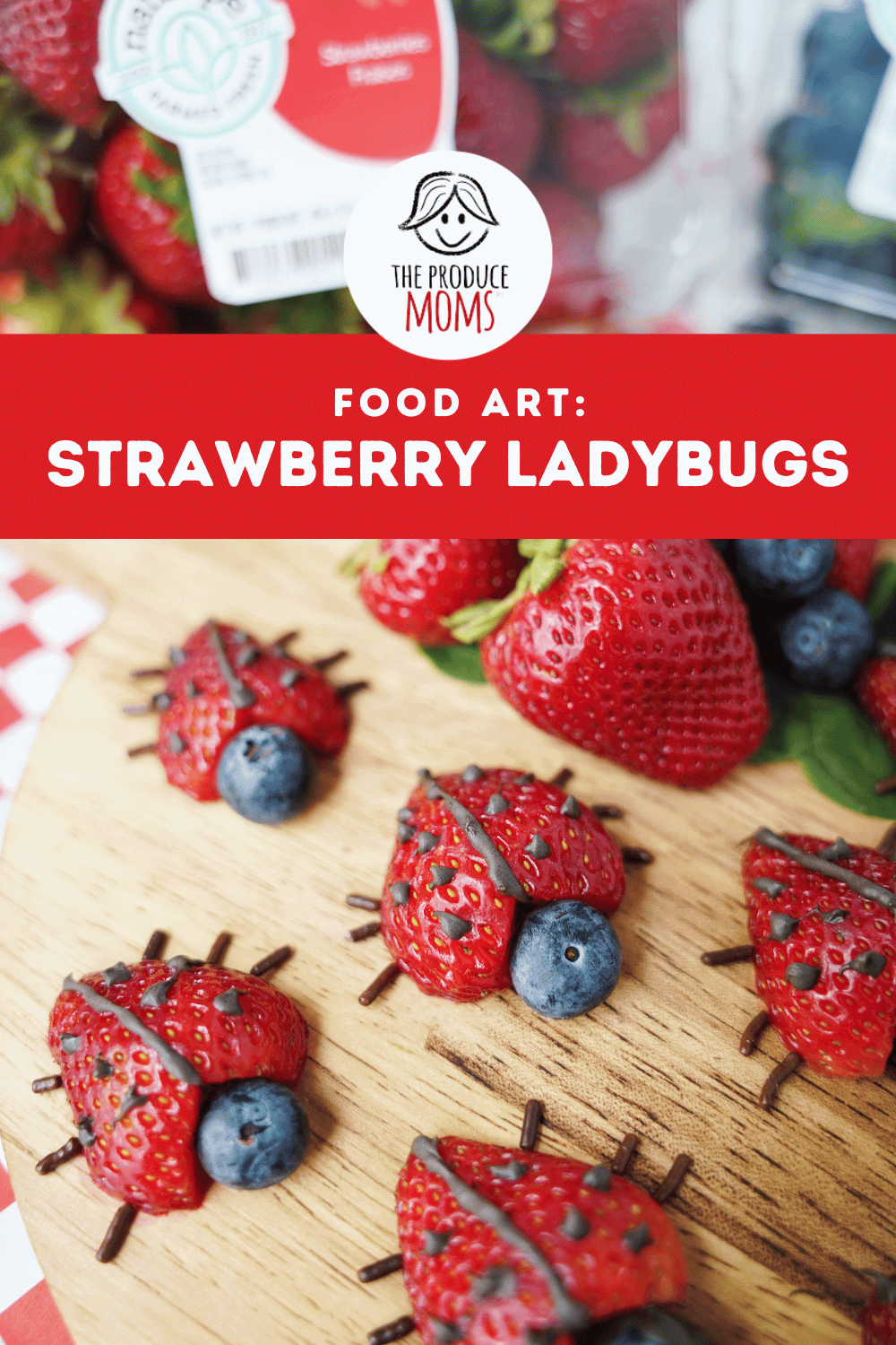 Pinterest Pin Strawberry Ladybugs