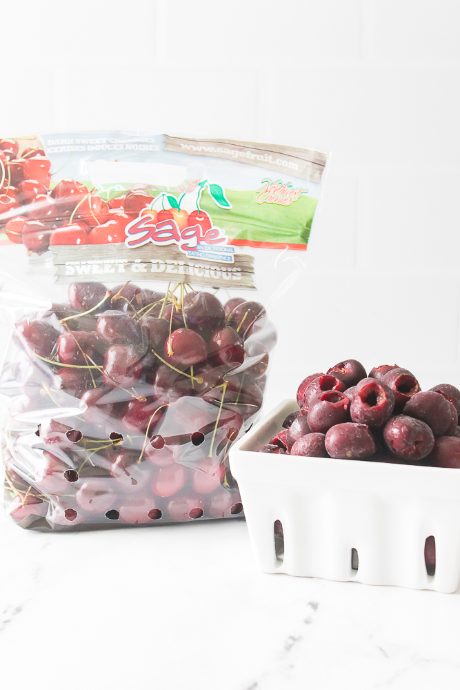 bag of sage cherries with frozen cherries in produce dish