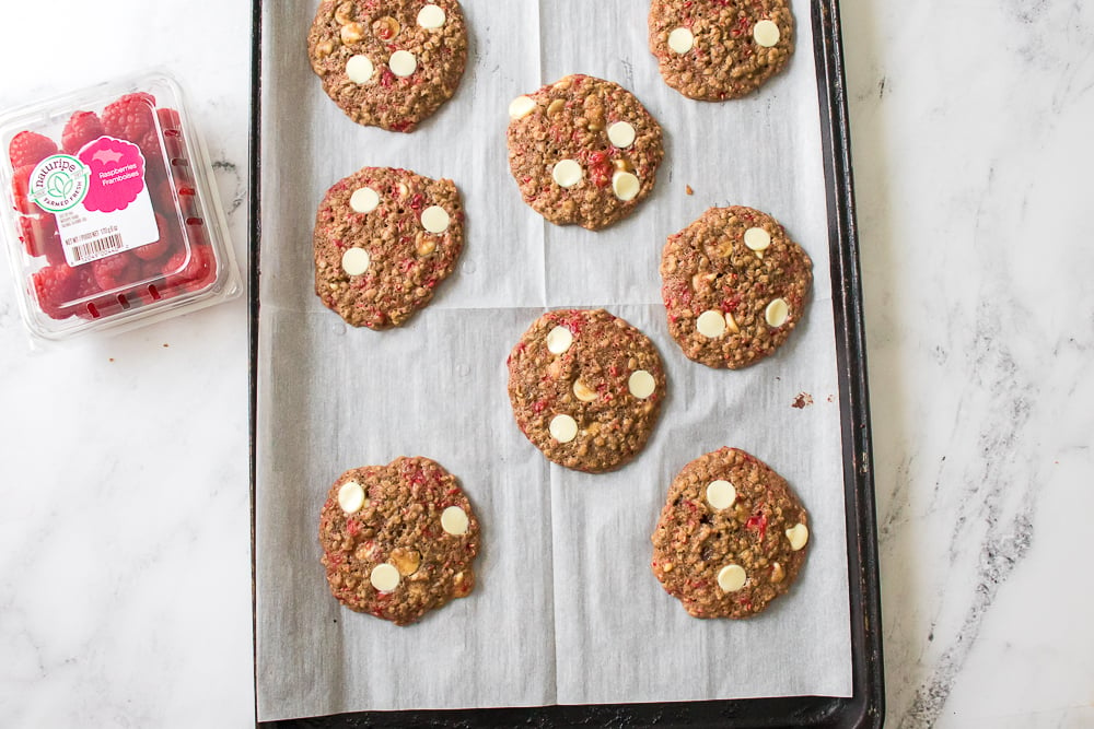 Oatmeal Raspberry Cookies just out of the oven