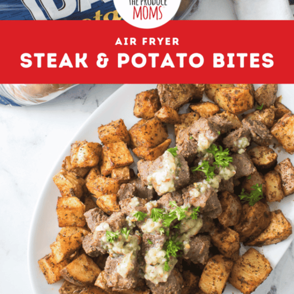 Pinterest Pin Air Fryer Steak adn Potato Bites