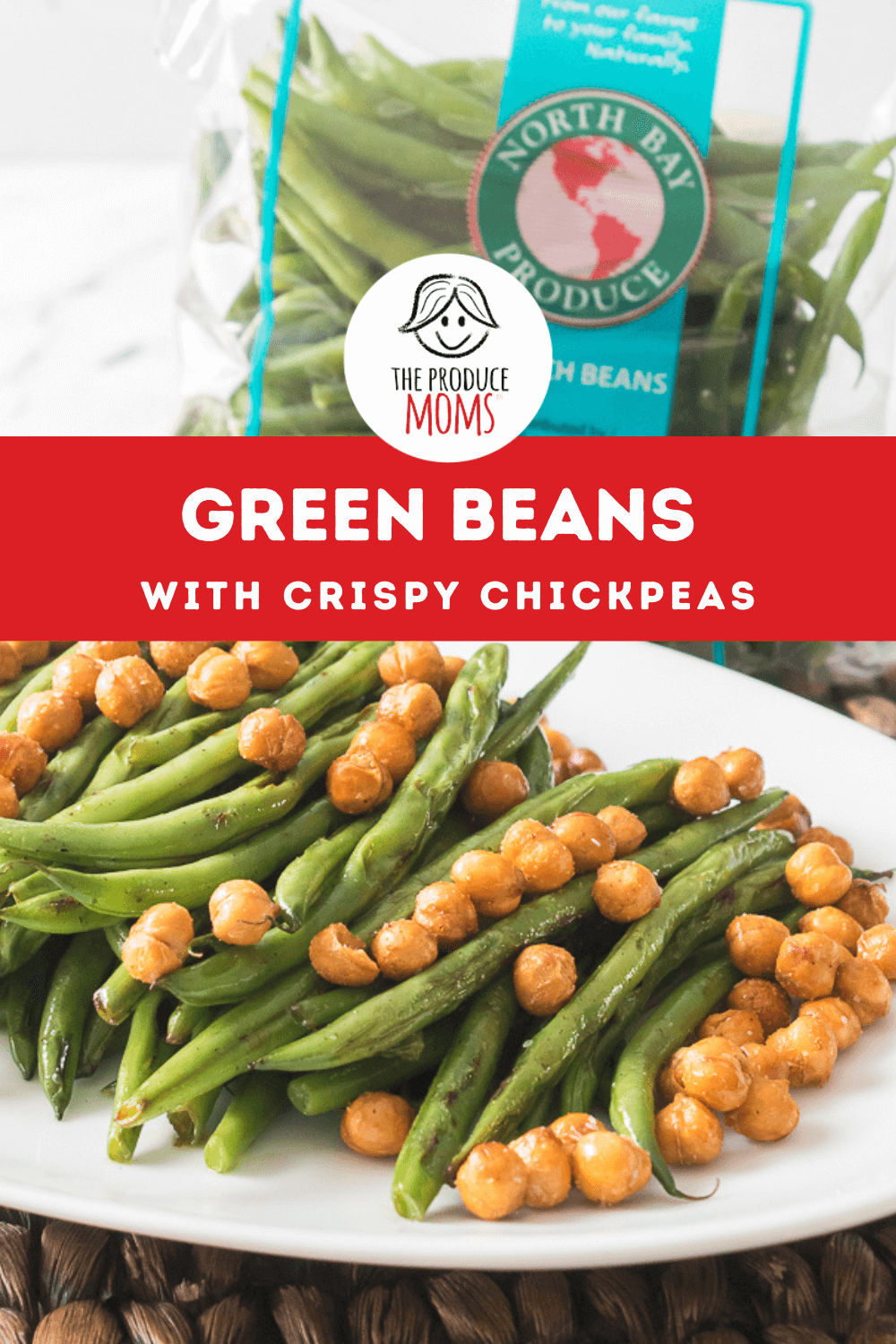Pinterest Pin Green Beans with Crispy Chickpeas