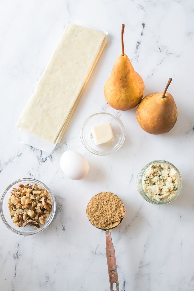 ingredients for pear blue cheese tarts