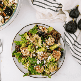 Fig Salad on a plate with bowl in background