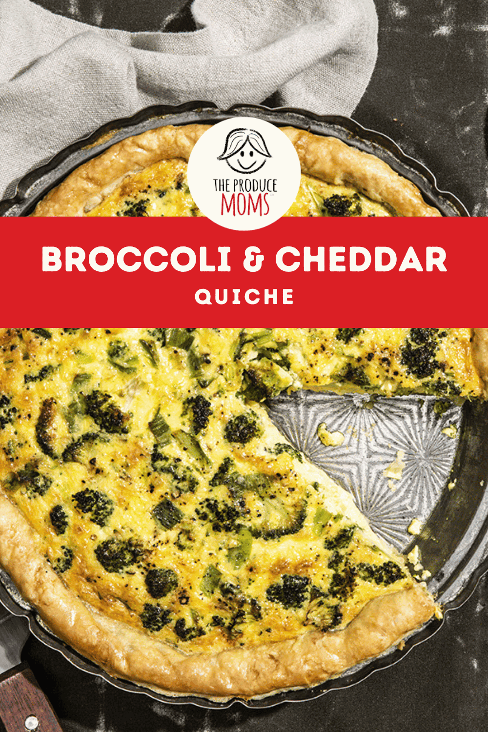 Pinterest Pin: Broccoli and Cheddar Quiche