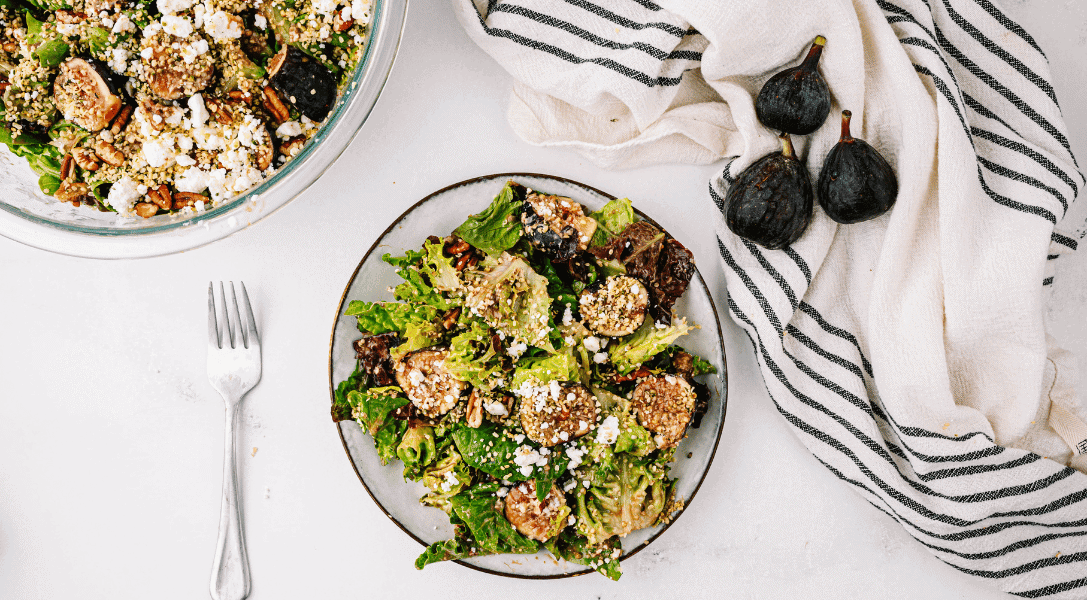 Plated Fig Salad with Artisan Lettuce