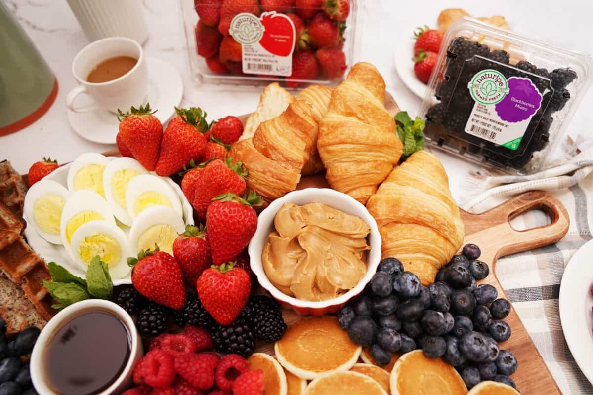 Close up of the breakfast charcuterie board