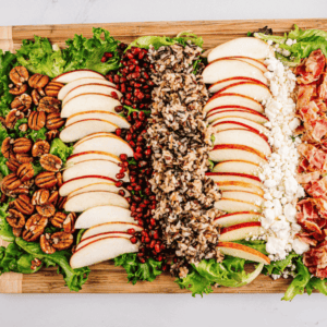 Overhead Holiday Rice Salad Board with Envy Apples