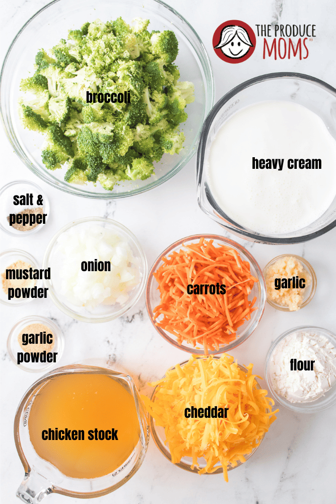 ingredients for broccoli cheese soup recipe