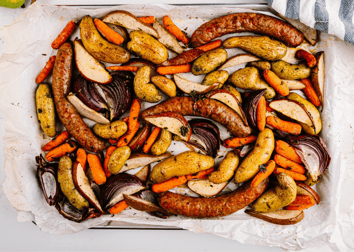Pear Sheet Pan out of the oven