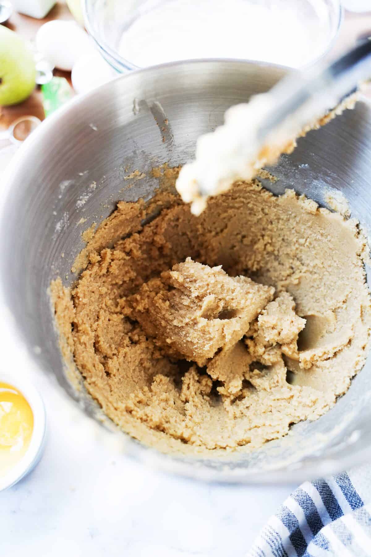 butter and sugars creamed together in stand mixer