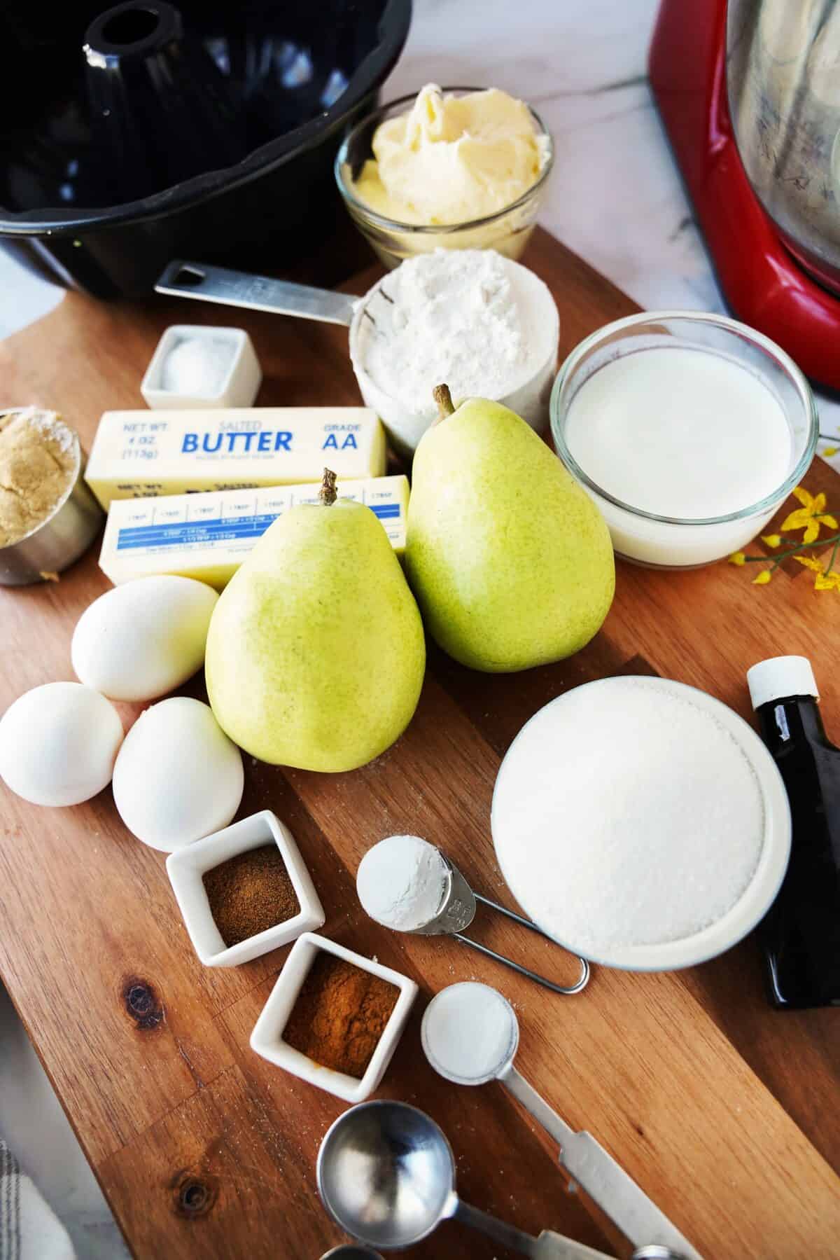 ingredients for pear bundt cake