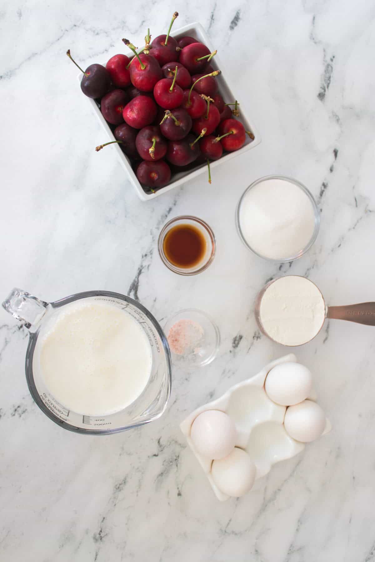 ingredients to make cherry clafoutis