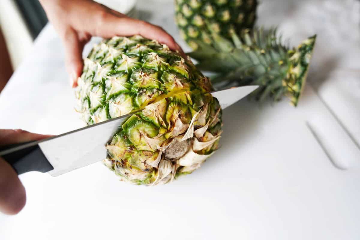Cutting Base of Pineapple