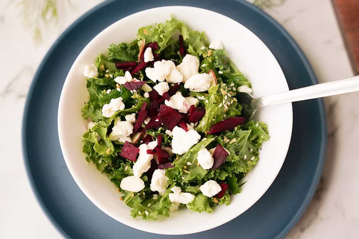 Beet Salad in a white bowl