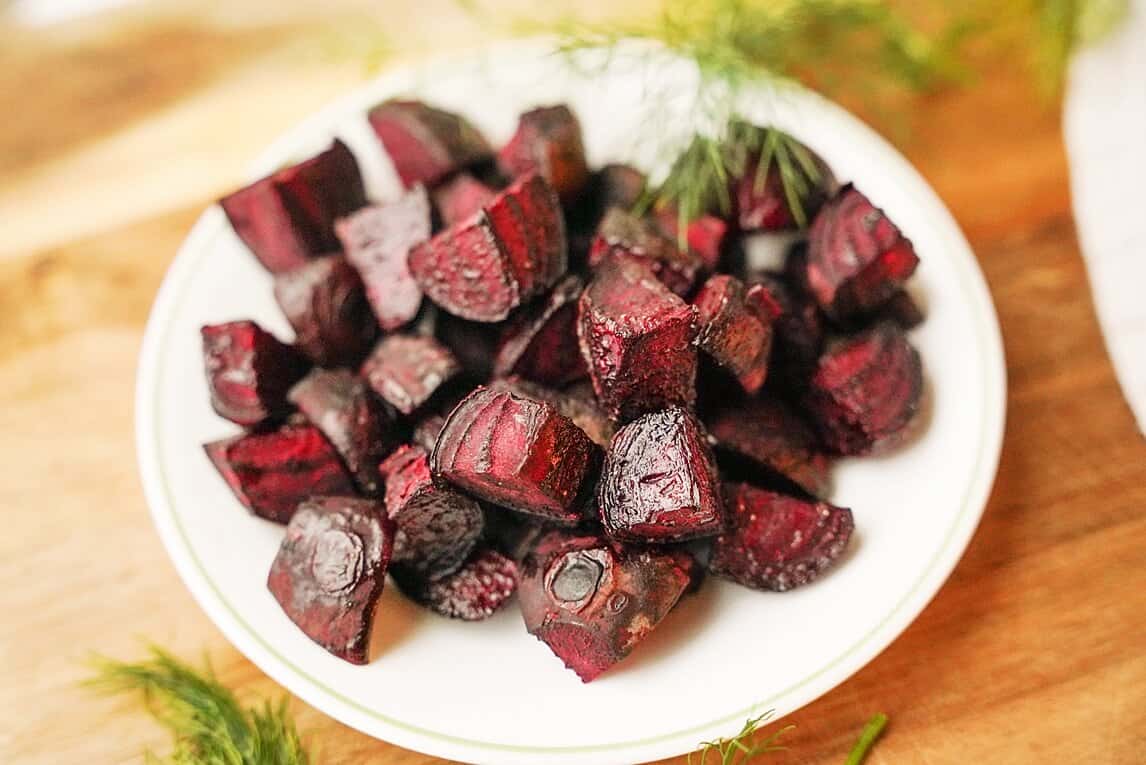 Roasted Beets on white plate