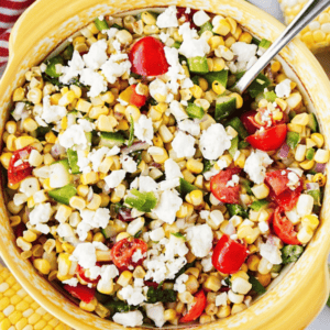 BBQ Corn Salad in yellow bowl