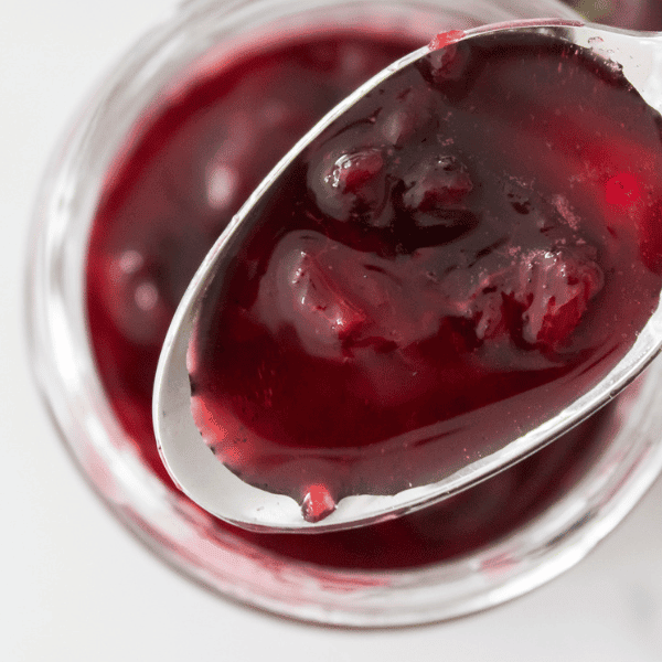Spoonful of cherry vanilla syrup