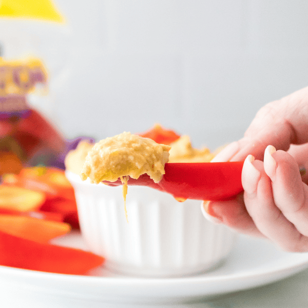 featured image for roasted pepper hummus