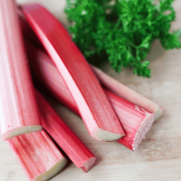 Rhubarb stalks on board