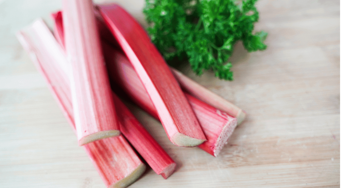 Rhubarb stalks on board