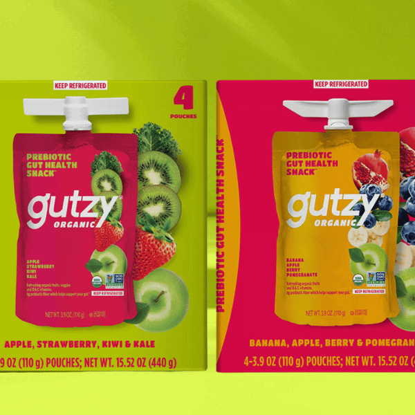 up cloase of gutzy 4 pak snack pouches