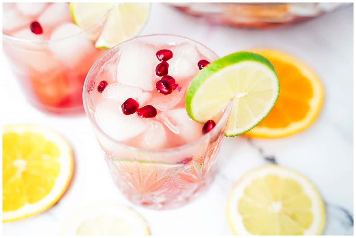 sparkling pomegranate punch with citrus rounds