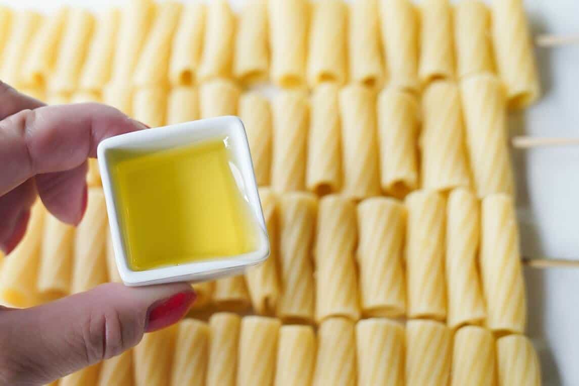 olive oil drizzle on pasta