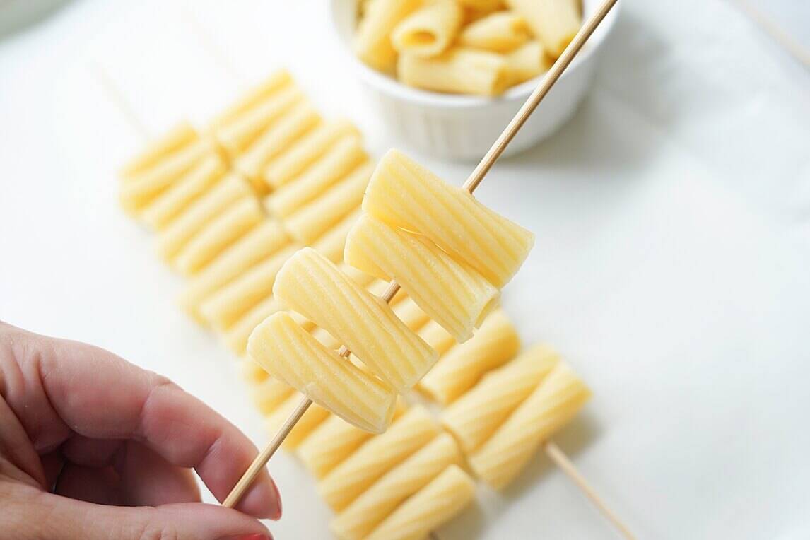 pasta on a skewer
