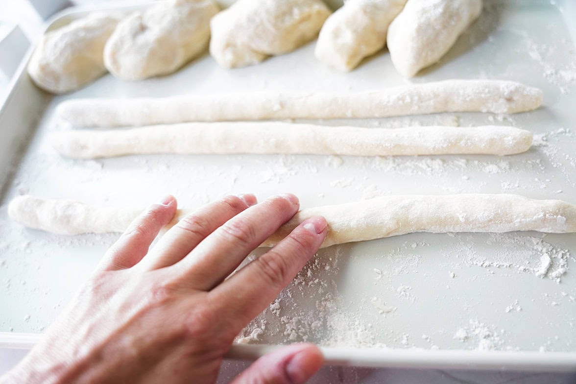 potato gnocchi dough rolled into a rope