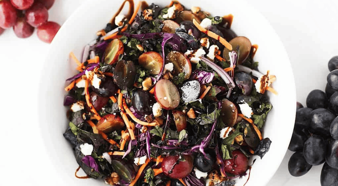 close up of Twilight Salad with Grapes from California