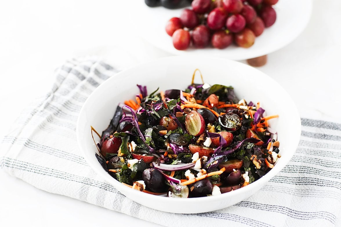 Twilight salad with Grapes from California in the background