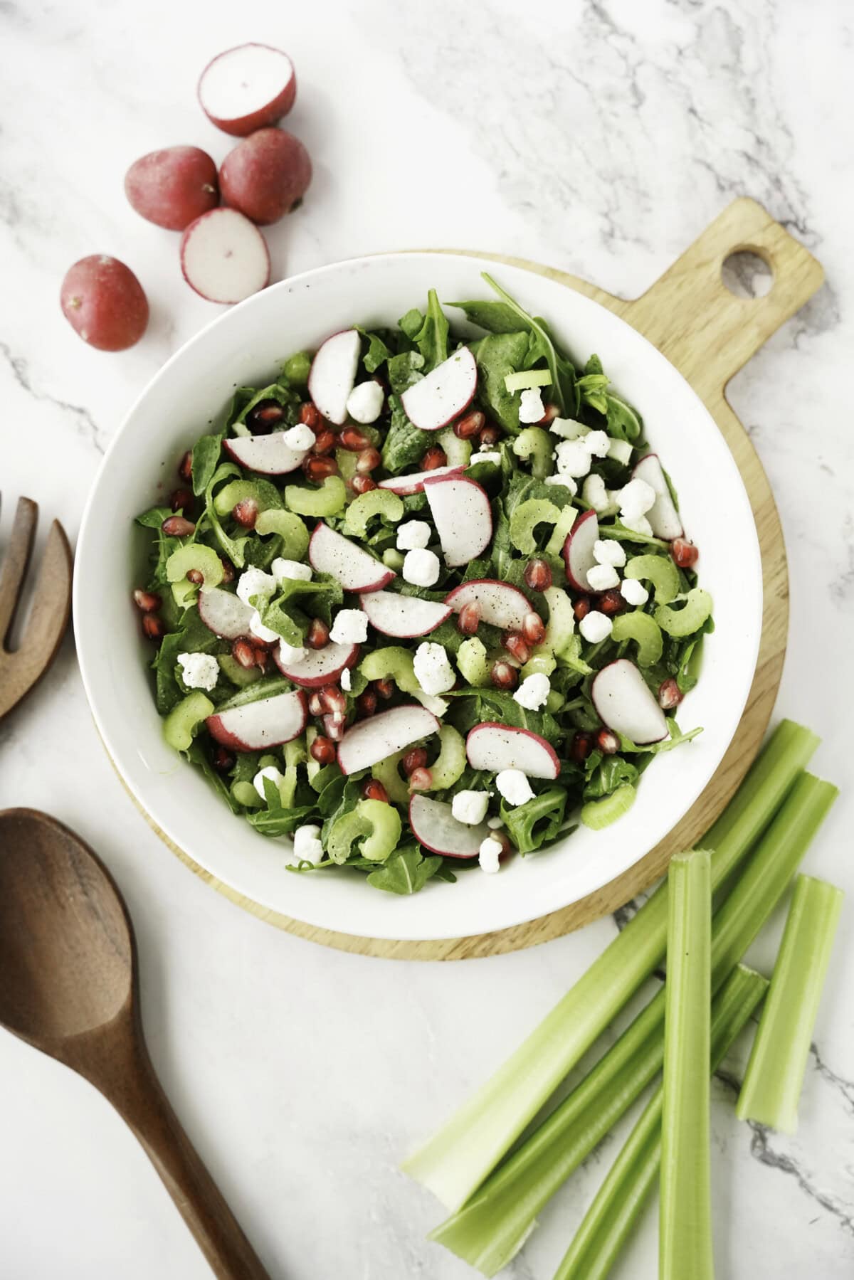 Winter salad with celery and radishes