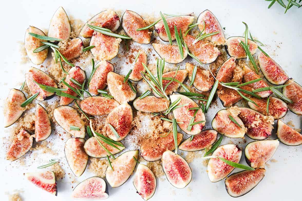 Oven Roasted fig recipe on sheet pan before being baked