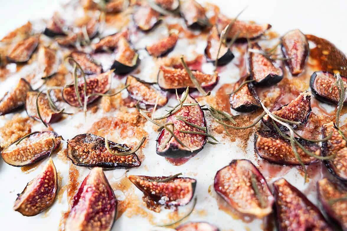 Close up of oven roasted figs when they are just out of the oven