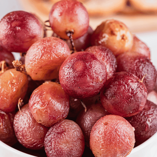 Roasted grapes in a bowl
