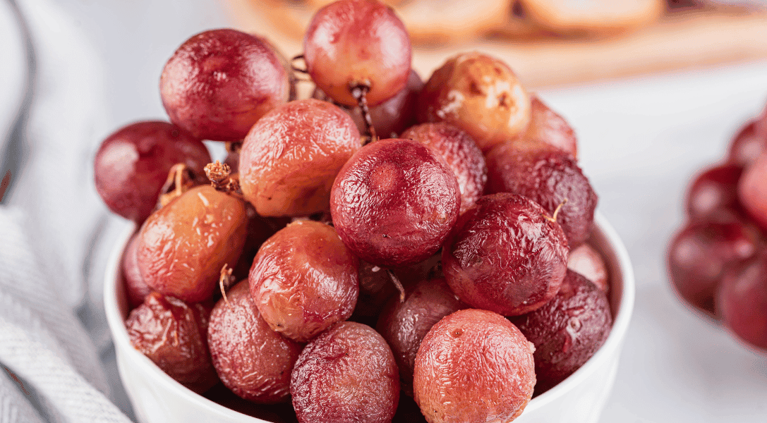 Roasted grapes in a bowl