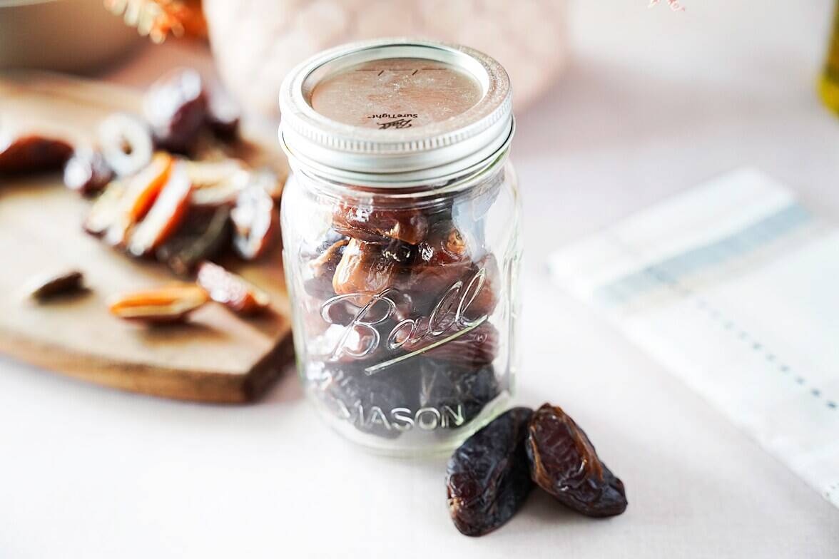 Dates stored in a mason jar
