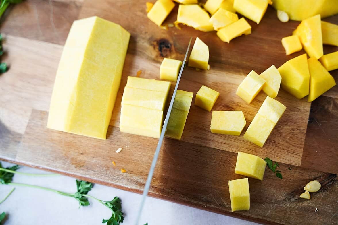 Dicing butternut squash