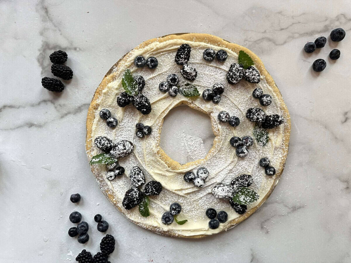 Overhead of Berry Cookie Wreath