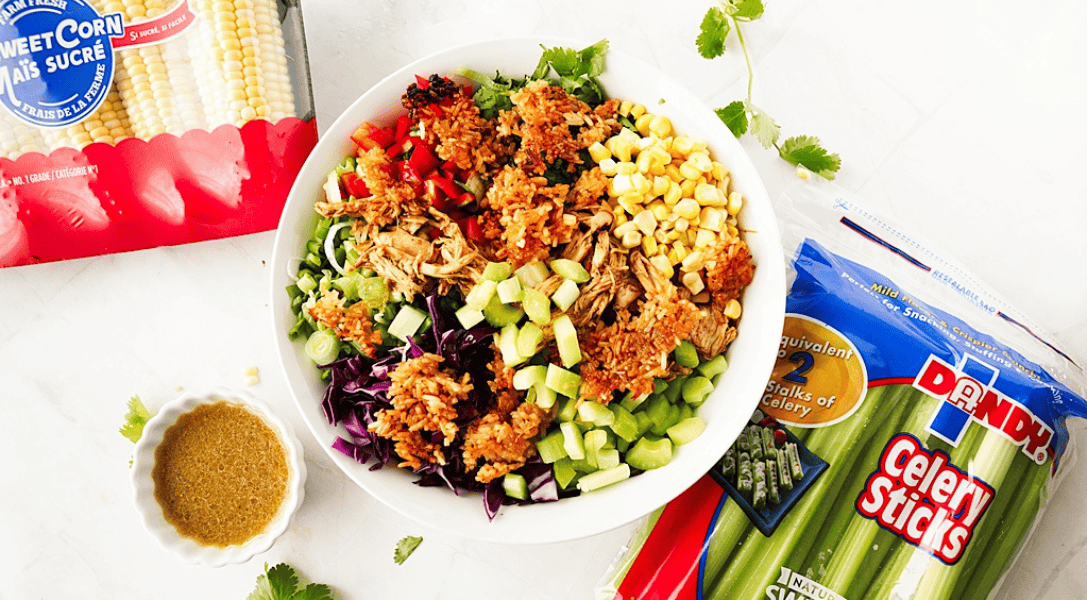 Crispy Rice Salad with Dandy® corn + celery on the side